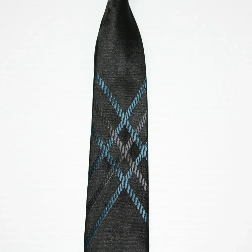 Mexx Boy's Black with Navy Accents Dress Tie Formal size 3 4 5 6 7 8 9 10 11 12
